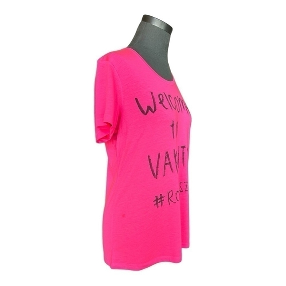 Women’s Tee Welcome to Varsity Graphic Print Hot Pink Short Sleeve T-Shirt Top - Picture 2 of 5